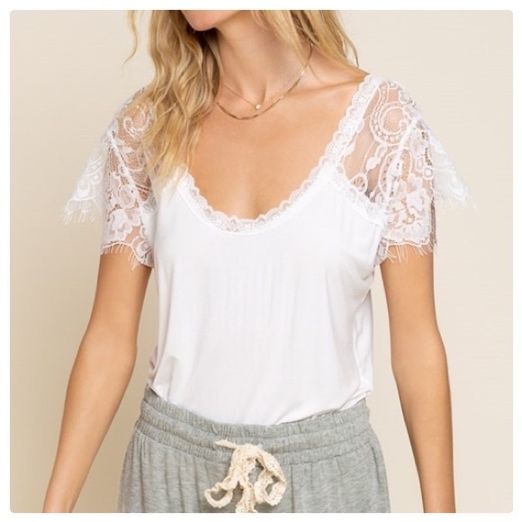 POL Sweetheart Scoop Neck Eyelash Tee - Picture 3 of 16